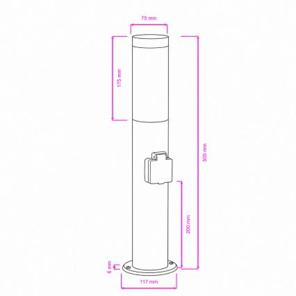 BRILAGI - Spoljašnja lampa sa utičnicom ELIA 1xE27/20W/230V IP44 50 cm mat hrom