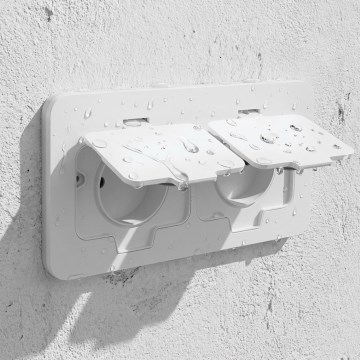 Brilagi - Spoljna ugradna podna dupla utičnica IP55, bela, pravougaona