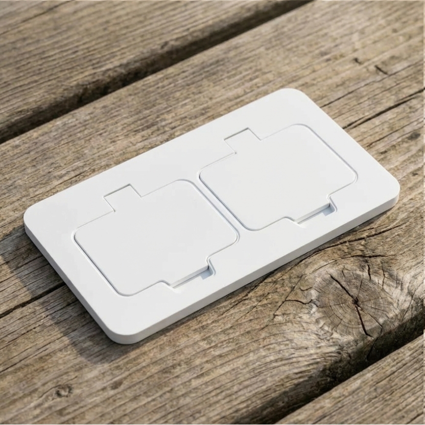 Brilagi - Spoljna ugradna podna dupla utičnica IP55, bela, pravougaona