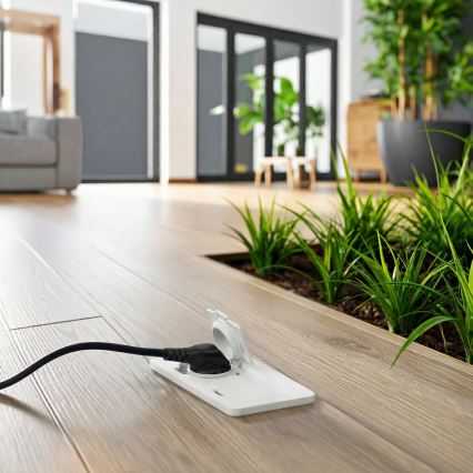 Brilagi - Spoljna ugradna podna dupla utičnica IP55, bela, pravougaona