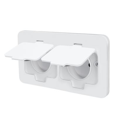 Brilagi - Spoljna ugradna podna dupla utičnica IP55, bela, pravougaona