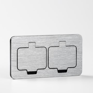 Brilagi - Spoljna ugradna podna dvostruka utičnica IP55, mat hrom, pravougaona