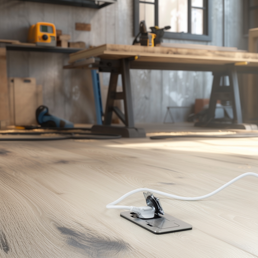 Brilagi - Spoljna ugradna podna dvostruka utičnica IP55, mat hrom, pravougaona