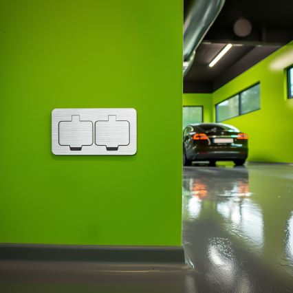 Brilagi - Spoljna ugradna podna dvostruka utičnica IP55, mat hrom, pravougaona