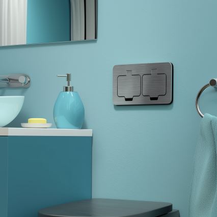 Brilagi - Spoljna ugradna podna dvostruka utičnica IP55, mat hrom, pravougaona