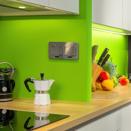 Brilagi - Spoljna ugradna podna dvostruka utičnica IP55, mat hrom, pravougaona