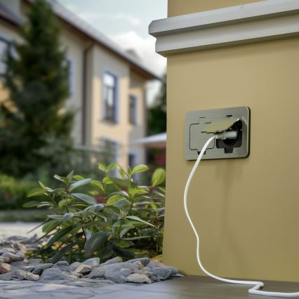 Brilagi - Spoljna ugradna podna dvostruka utičnica IP55, mat hrom, pravougaona