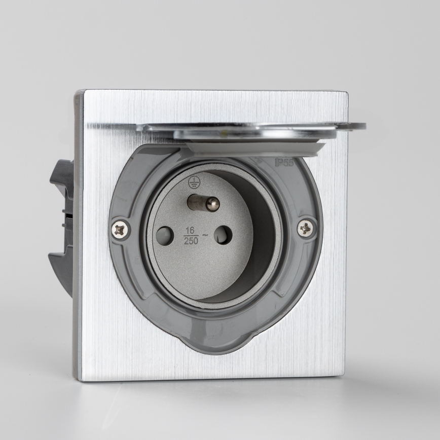 Brilagi - Spoljna ugradna podna utičnica IP55, mat hrom, kvadratna