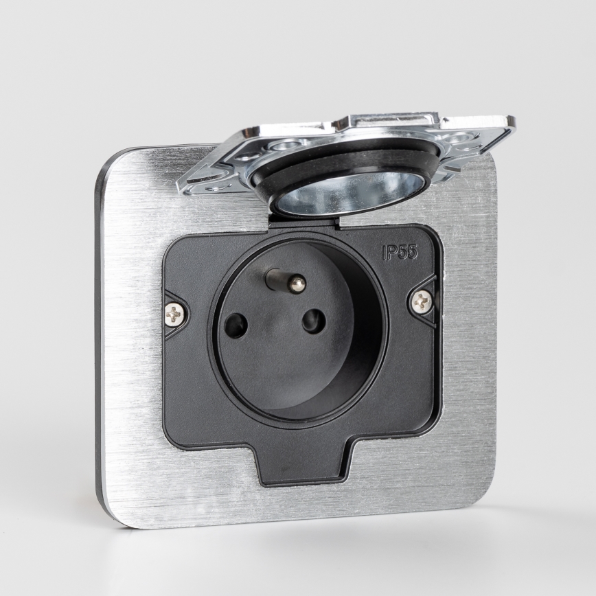 Brilagi - Spoljna ugradna podna utičnica IP55 mat hrom pravougaona