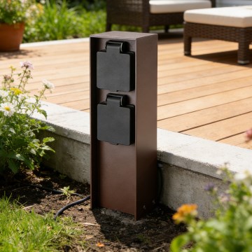 Brilagi - Spoljni stub sa utičnicama PILLAR 2Z SCHUKO 230V IP44, braon