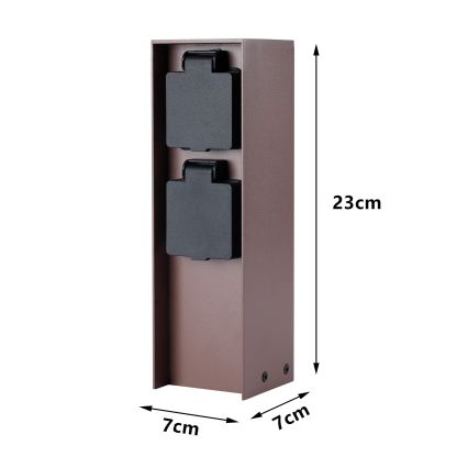 Brilagi - Spoljni stub sa utičnicama PILLAR 2Z SCHUKO 230V IP44, braon