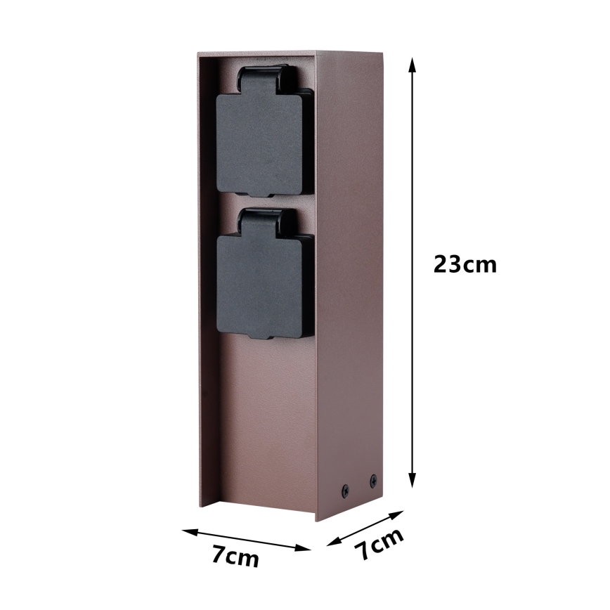 Brilagi - Spoljni stub sa utičnicama PILLAR 2Z SCHUKO 230V IP44, braon
