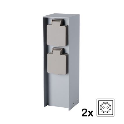 Brilagi - Spoljni stub za utičnice PILLAR 2x SCHUKO 230V IP44 srebrna