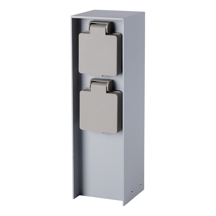 Brilagi - Spoljni stub za utičnice PILLAR 2Z SCHUKO 230V IP44, srebrne boje