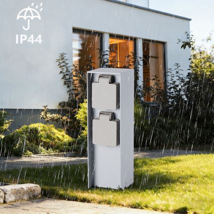 Brilagi - Spoljni stub za utičnice PILLAR 2Z SCHUKO 230V IP44, srebrne boje