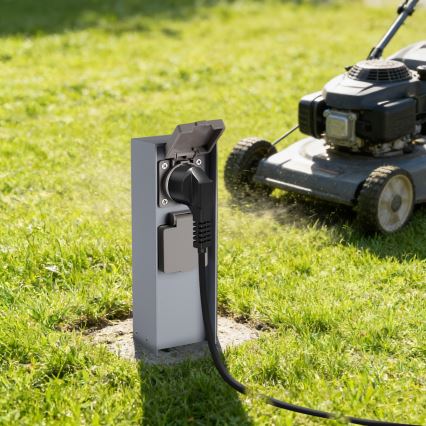 Brilagi - Spoljni stub za utičnice PILLAR 2Z SCHUKO 230V IP44, srebrne boje
