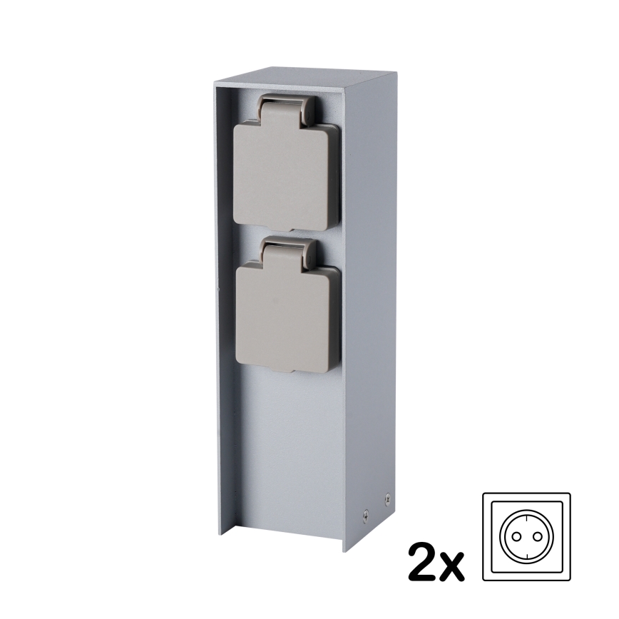Brilagi - Spoljni stub za utičnice PILLAR 2Z SCHUKO 230V IP44, srebrne boje
