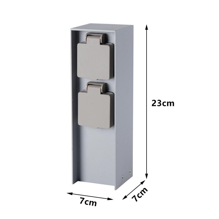 Brilagi - Spoljni stub za utičnice PILLAR 2Z SCHUKO 230V IP44, srebrne boje