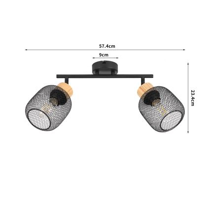 Brilagi - Spot svetiljka BASKLITE 2xE27/15W/230V drvo/crna
