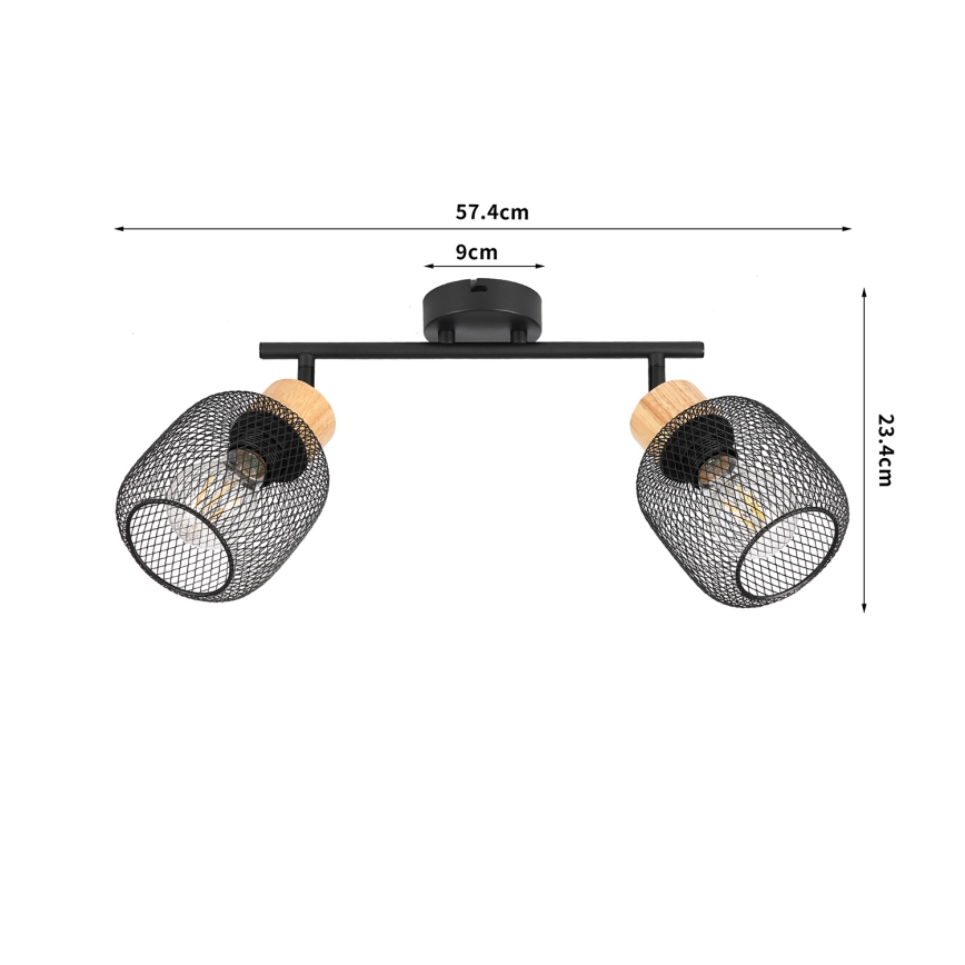 Brilagi - Spot svetiljka BASKLITE 2xE27/15W/230V drvo/crna