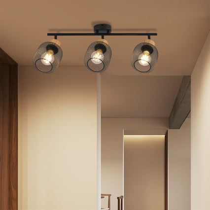 Brilagi - Spot svetiljka BASKLITE 3xE27/15W/230V drvo/crna