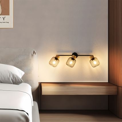 Brilagi - Spot svetiljka BASKLITE 3xE27/15W/230V drvo/crna