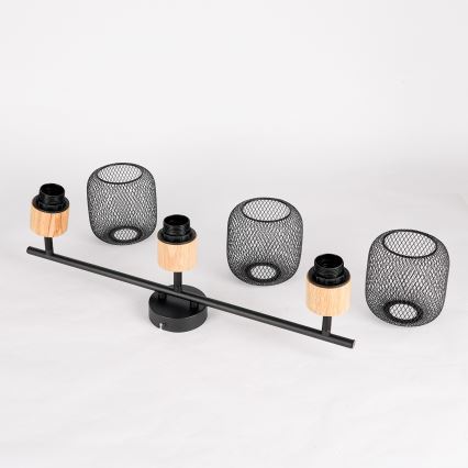 Brilagi - Spot svetiljka BASKLITE 3xE27/15W/230V drvo/crna