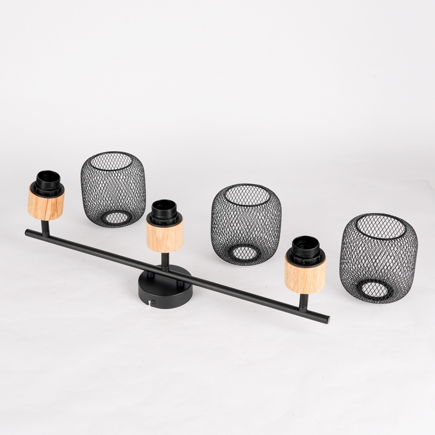 Brilagi - Spot svetiljka BASKLITE 3xE27/15W/230V drvo/crna