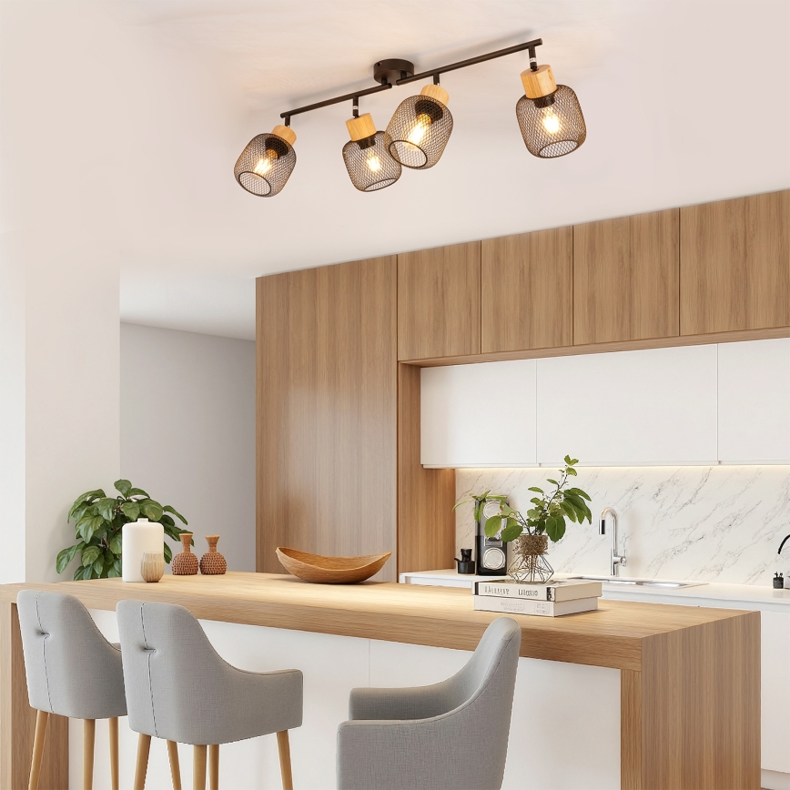 Brilagi - Spot svetiljka BASKLITE 4xE27/15W/230V drvo/crna