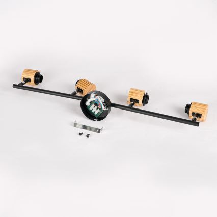 Brilagi - Spot svetiljka BASKLITE 4xE27/15W/230V drvo/crna