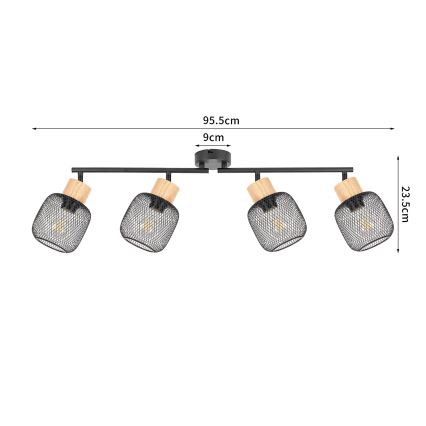 Brilagi - Spot svetiljka BASKLITE 4xE27/15W/230V drvo/crna