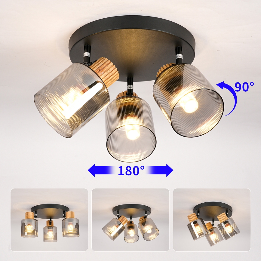 Brilagi - Spot svetiljka HYGGE 3xE14/15W/230V crna/zadimljena
