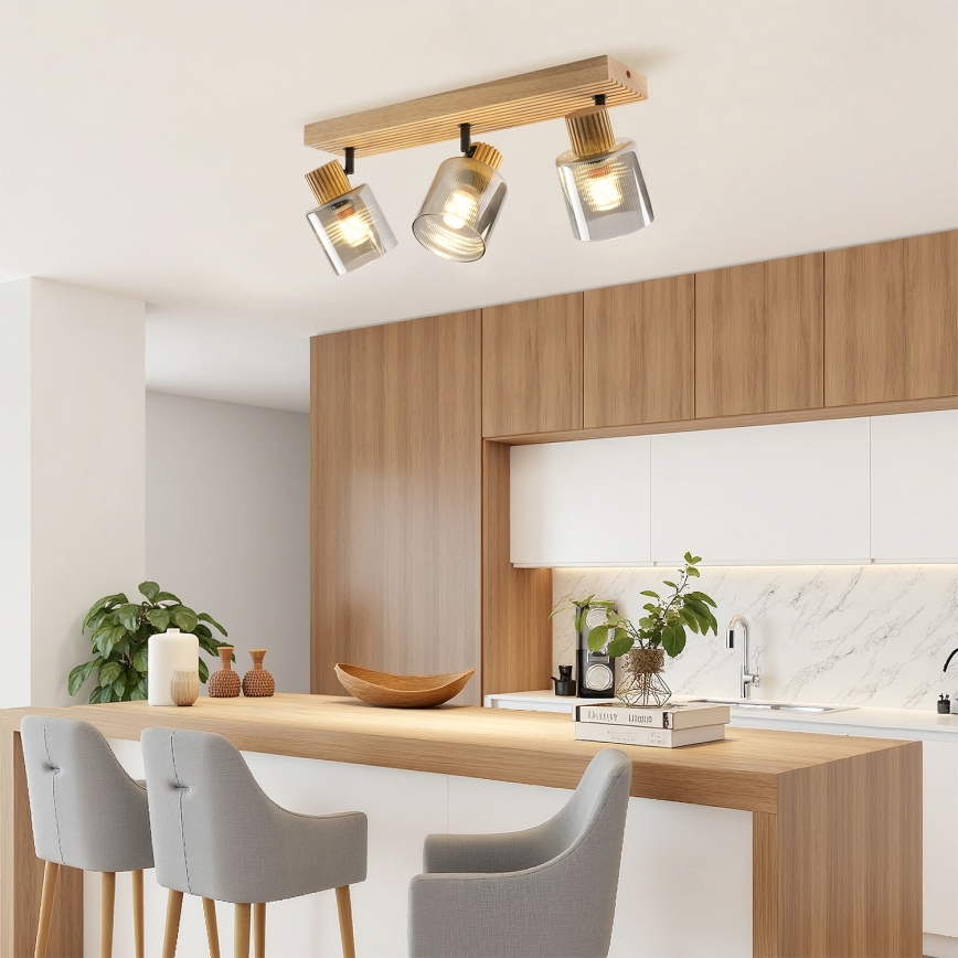 Brilagi - Spot svetiljka HYGGE 3xE14/15W/230V drvo/dimljeno