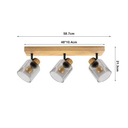 Brilagi - Spot svetiljka HYGGE 3xE14/15W/230V drvo/dimljeno
