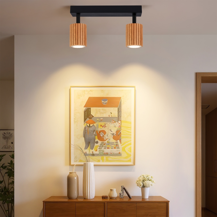Brilagi - Spot svetiljka MODERN WOOD 2xGU10/8W/230V drvo/crna