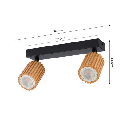 Brilagi - Spot svetiljka MODERN WOOD 2xGU10/8W/230V drvo/crna