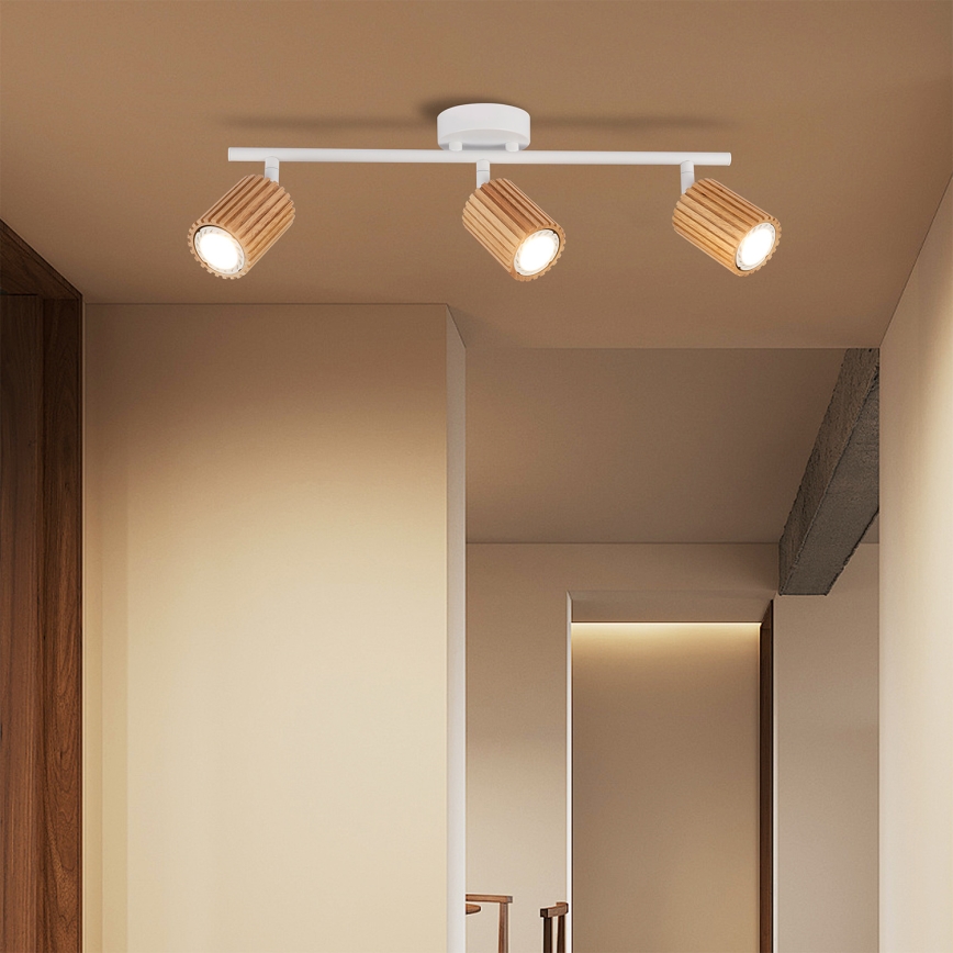 Brilagi - Spot svetiljka MODERN WOOD 3xGU10/8W/230V drvo/bela