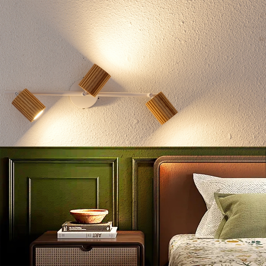 Brilagi - Spot svetiljka MODERN WOOD 3xGU10/8W/230V drvo/bela