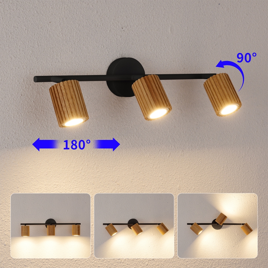 Brilagi - Spot svetiljka MODERN WOOD 3xGU10/8W/230V drvo/crna