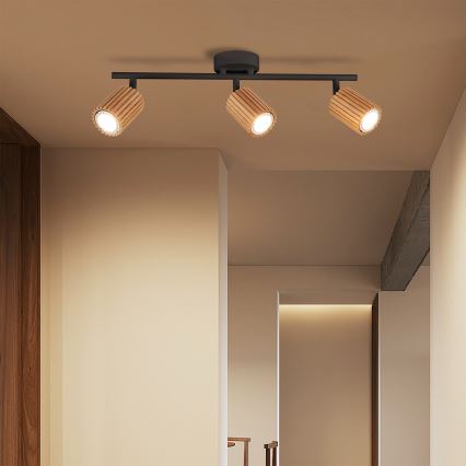 Brilagi - Spot svetiljka MODERN WOOD 3xGU10/8W/230V drvo/crna