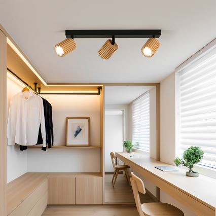 Brilagi - Spot svetiljka MODERN WOOD 3xGU10/8W/230V drvo/crna