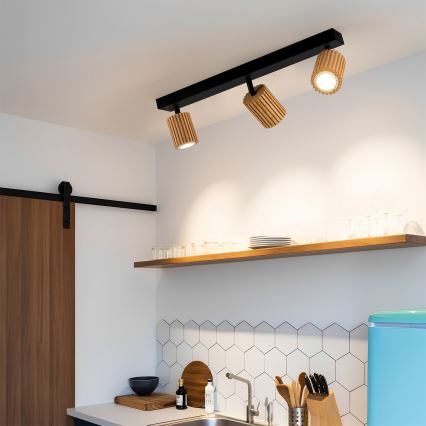 Brilagi - Spot svetiljka MODERN WOOD 3xGU10/8W/230V drvo/crna