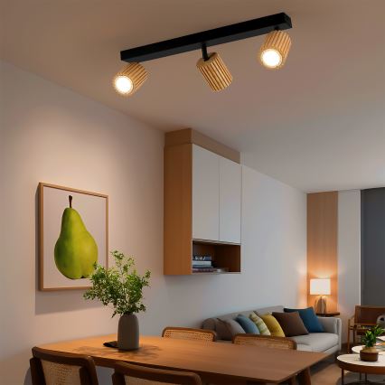 Brilagi - Spot svetiljka MODERN WOOD 3xGU10/8W/230V drvo/crna