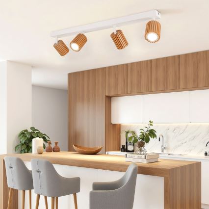 Brilagi - Spot svetiljka MODERN WOOD 4xGU10/8W/230V drvo/bela
