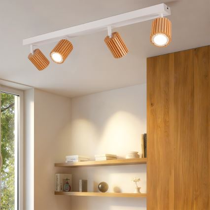 Brilagi - Spot svetiljka MODERN WOOD 4xGU10/8W/230V drvo/bela