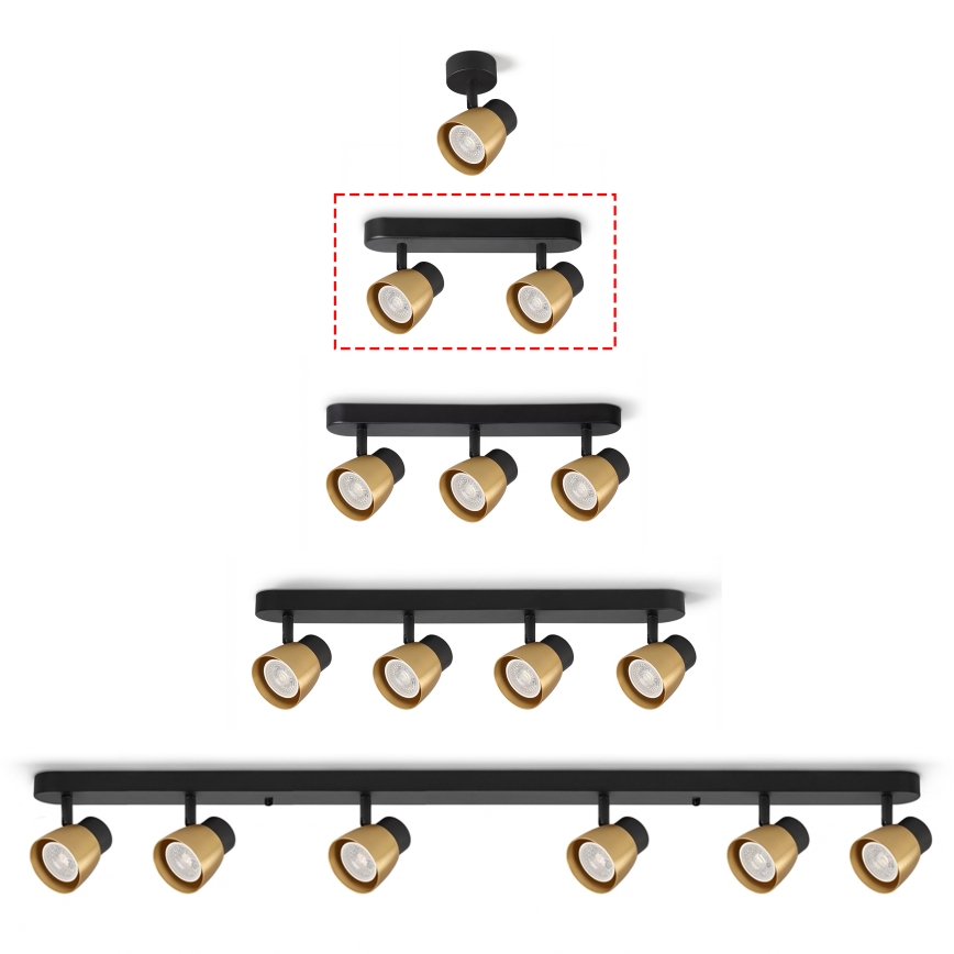 Brilagi - Spot svetiljka NUGGET 2xGU10/30W/230V crna/zlatna