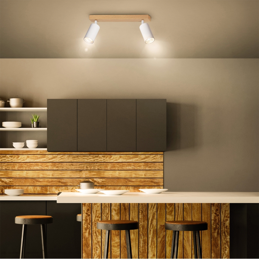 Brilagi - Spot svetiljka SELE 2xGU10/30W/230V bela/dekor hrasta