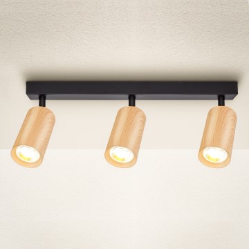 Brilagi - Spot svetiljka SELE 3xGU10/30W/230V crna/dekor hrasta