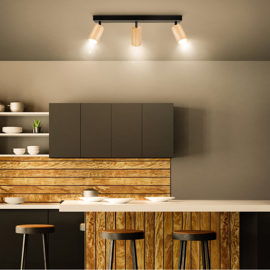 Brilagi - Spot svetiljka SELE 3xGU10/30W/230V crna/dekor hrasta