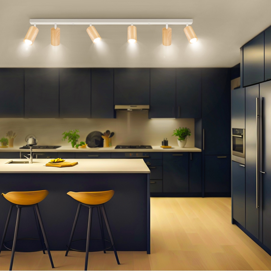 Brilagi - Spot svetiljka SELE 6xGU10/30W/230V bela/dekor hrasta